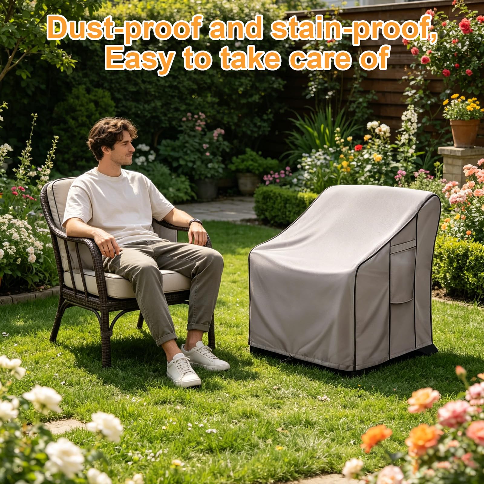 2 Stück Gartenstuhl Abdeckung, Wasserdicht 420D Schutzhülle für Gartenstühle, schutzhülle gartenmöbel, Abdeckung gartensessel, stuhlabdeckung outdoor wetterfest, Schutzhülle Gartenstühle(91*82*94cm)
