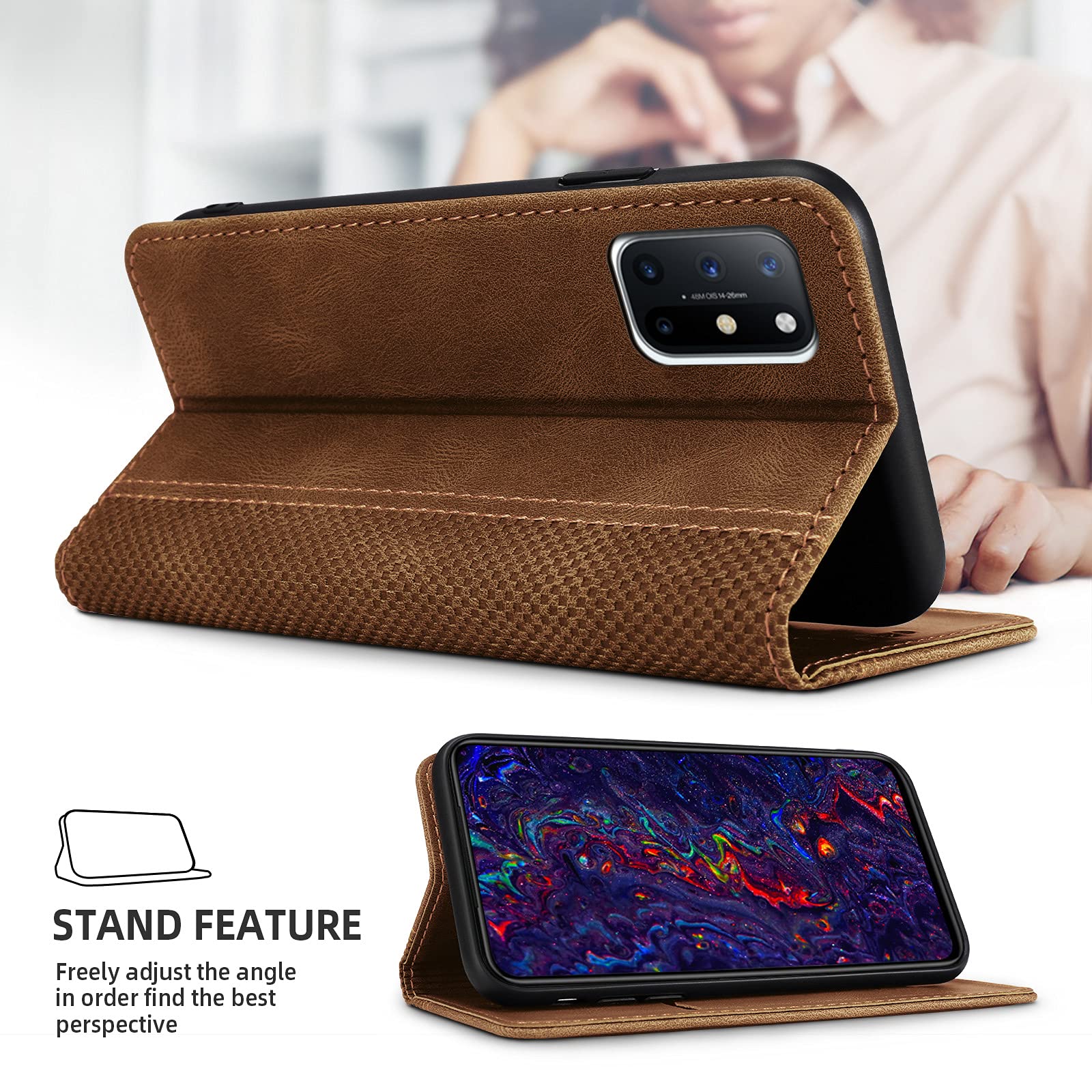 AKABEILA Leder Flip Case Für OnePlus Nord CE 2 5G – Mit Ständer, Kartenfach & Magnetverschluss