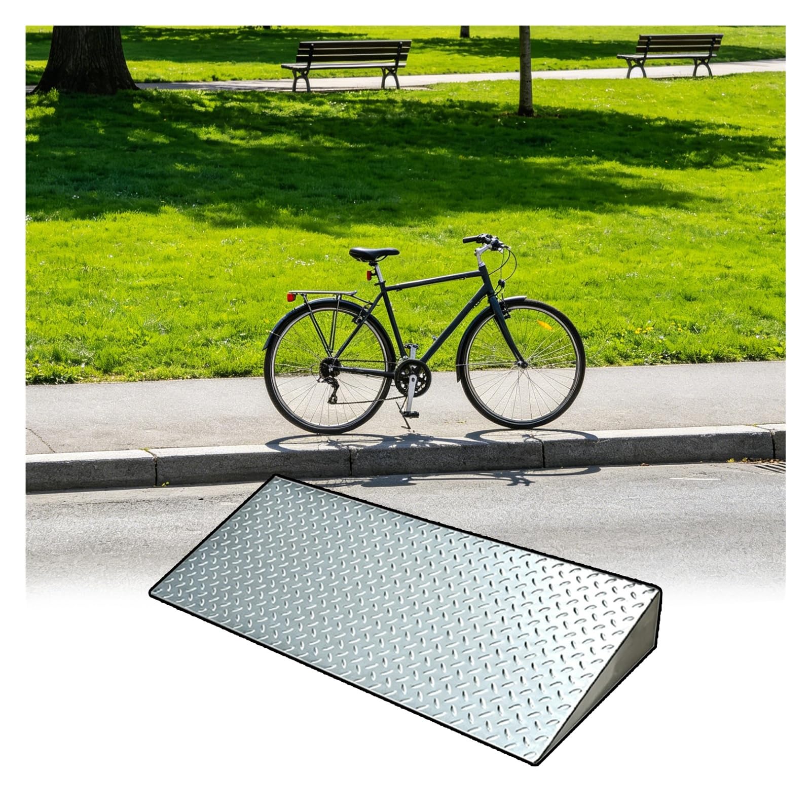 Vyrata Portable Wheelchair Ramp 20 32 39 47 In, Stainless Steel Ramps for Wheelchairs for Home Steps with Non-Skid Surface, 1000 Lbs Capacity(20x12x4/50x30x10cm)