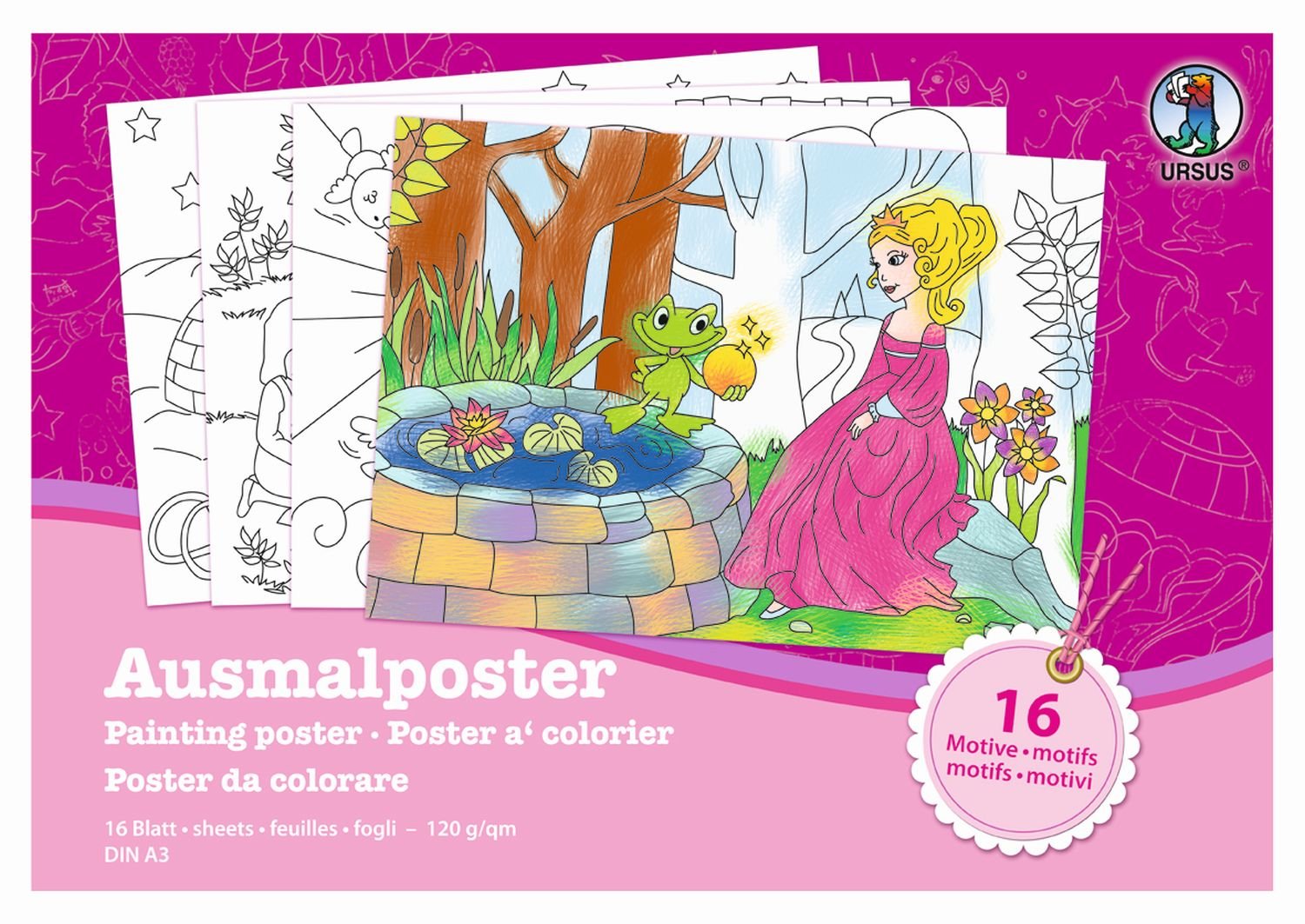 Ursus 24450099 – Colouring Poster Girls, 16 Different Designs, A3