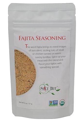 Spice Hut - Mezcla orgánica de condimentos para fajita, sin sal, fácil de usar, mezcla de especias para sabrosas fajitas mexicanas, taco, burrito,