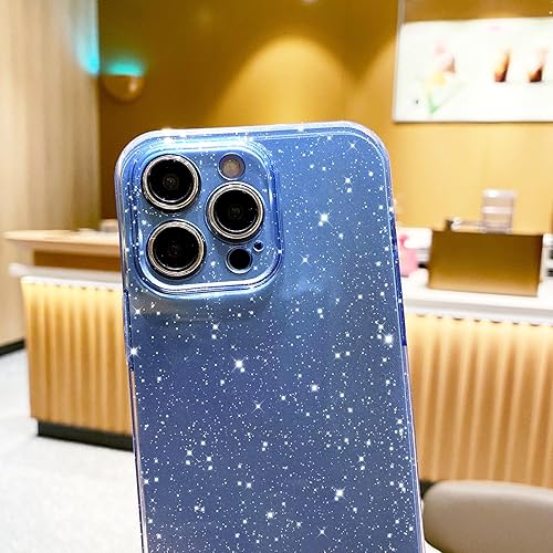 Miniatura 4 de Funda compatible con iPhone 14 Pro Max de 6.7 pulgadas, bonita funda delgada con purpurina, a prueba de golpes, suave, para mujeres y niñas (azul