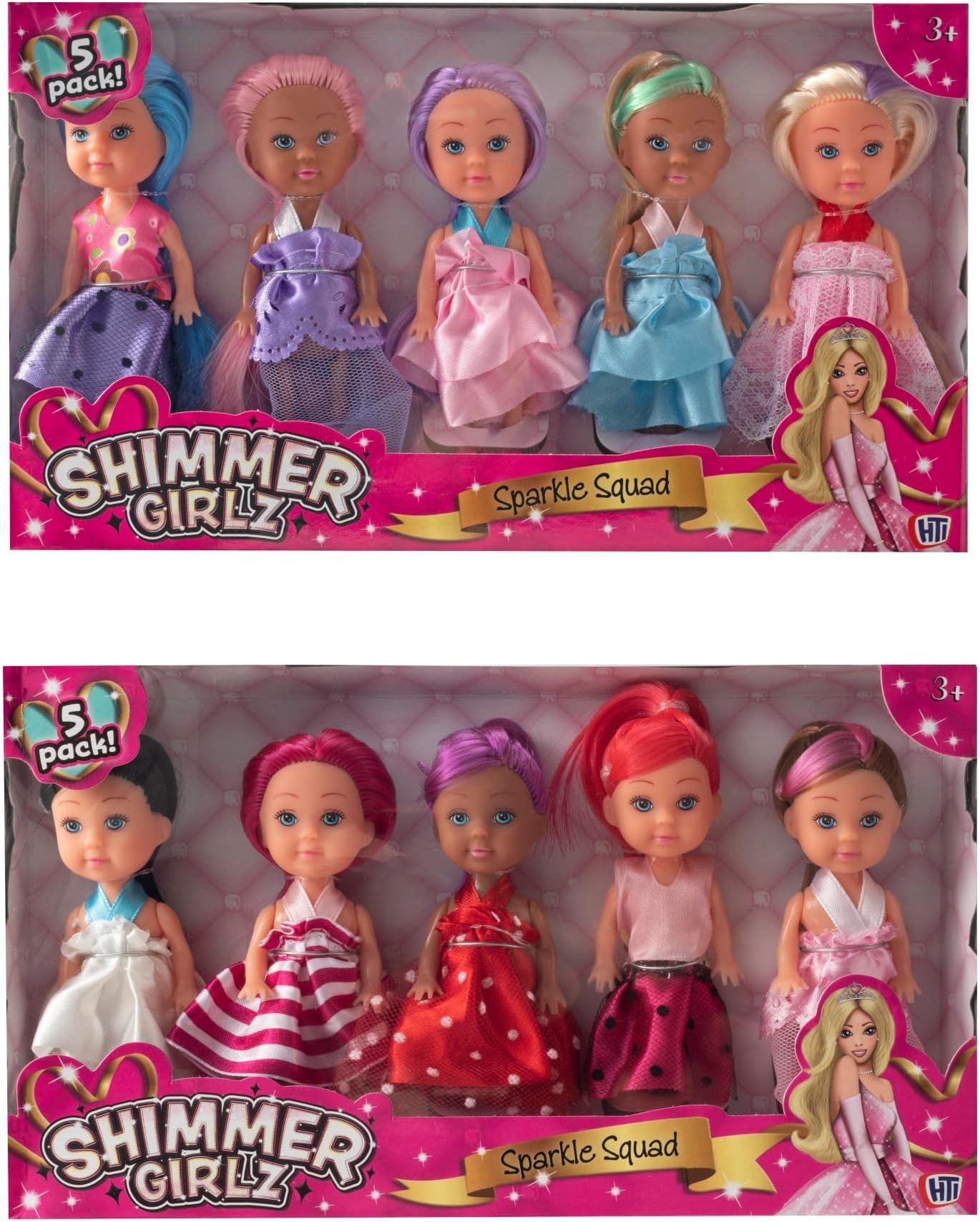 HOT BARGAINSPack of 5 Sparkle Squad Beautiful Princess Dolls with Latest Fashion and Fabrics for Girl Birthday Party bag fillers toy (Random Pack will be Send)