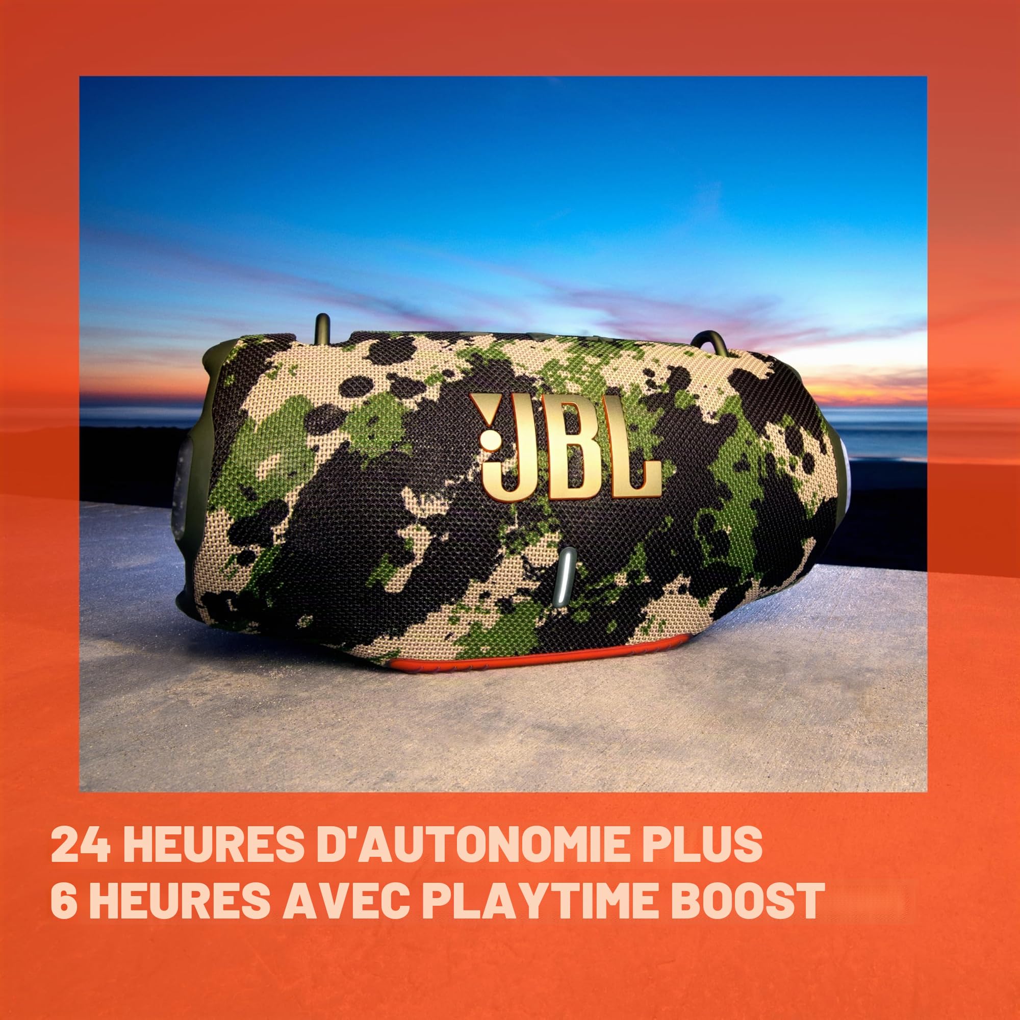 JBL Xtreme 4 Haut-Parleur Bluetooth étanche IP67, Son Puissant et Basses Profondes, 24h de Lecture, Powerbank, PartyBoost | Son JBL Pro massif de niveau supérieur, jusqu'à 24 heures de lecture plus 6 heures avec Playtime Boost, bandoulière pratique