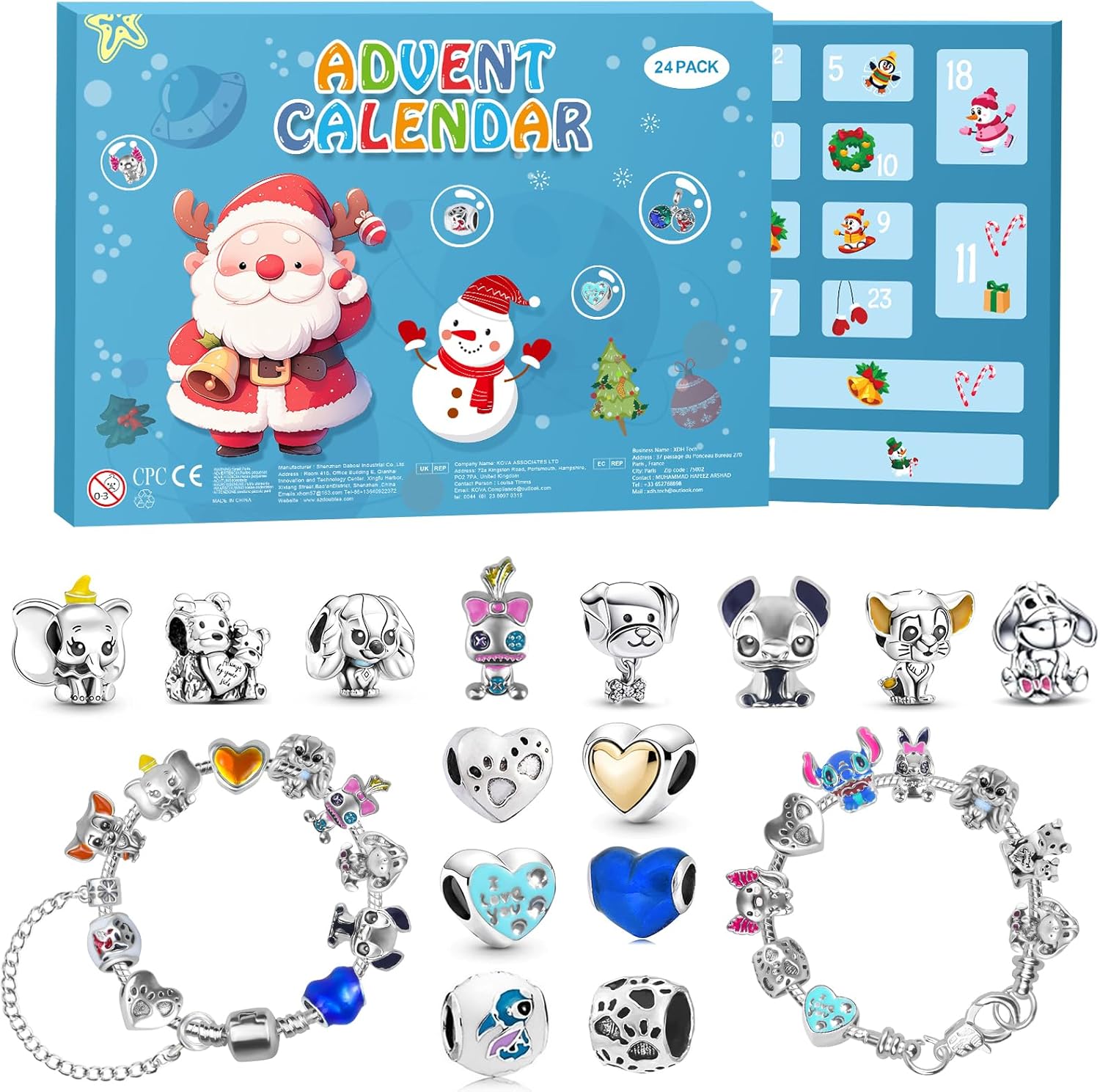Christmas Advent Calendar 2025 for Girls Christmas 24 Days Countdown Calendar with DIY Bracelet Necklace Cute Charm Xmas Holiday Ornament Gift
