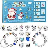 Vista 9 de Calendario de Adviento de Navidad 2025, calendario de princesa de 24 días, calendario de cuenta regresiva de Frozen con pulsera de dijes