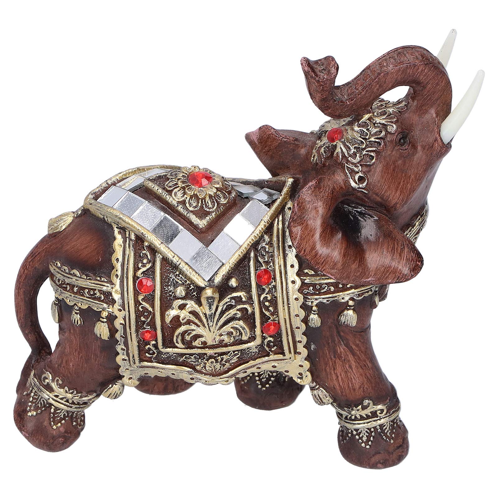 PLLO Elephant Statue Figurines, Lucky Feng Shui Red Elephant Sculpture Trunk Facing Upwards Wealth Figurine for Home Office Decoration Gift(M)