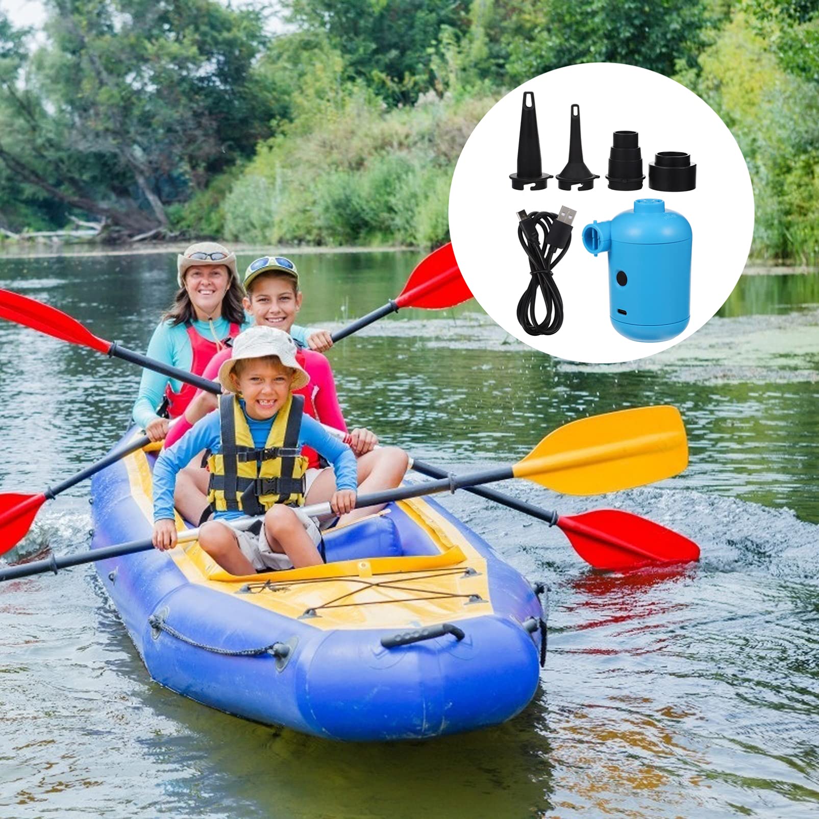 Zerodeko USB elektrische pumpe luftmatratzenpumpen pumpen für luftmatratzen Schnell aufblasbare Pumpe Electric air Pump paddeln Schwimmbad USB-Luftpumpe Mehrzweck-Luftpumpe Plastik Blue