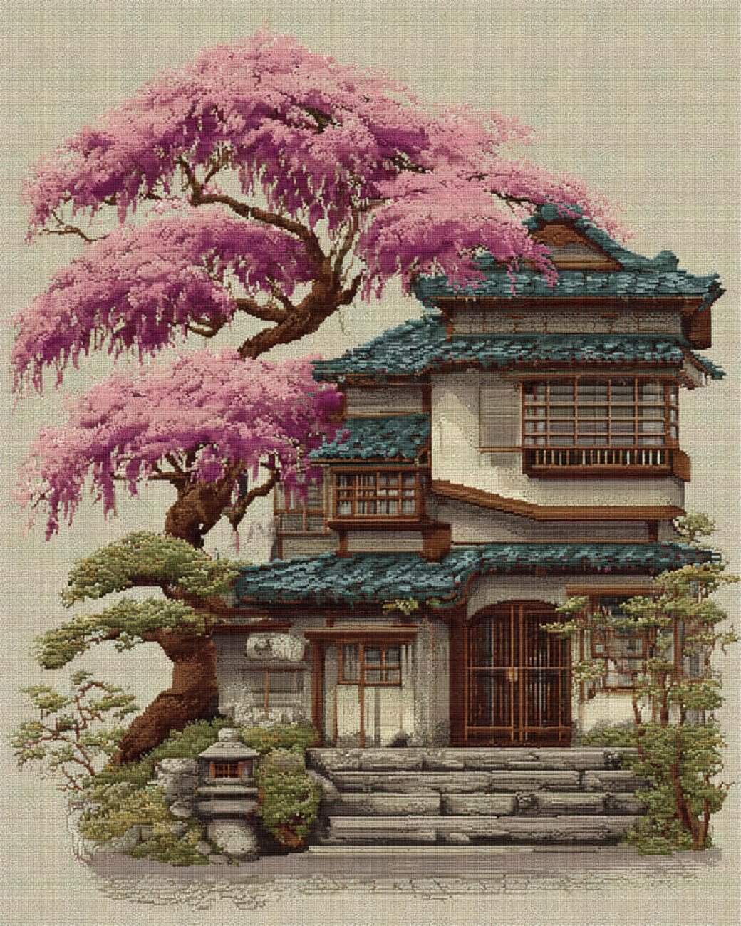 RKFLGEW DIY Embroidery Set Ancient Eastern Architecture 50x70cm