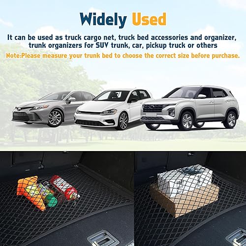 Miniatura 7 de Xotic Tech - 1 bolsa de red de almacenamiento para camión de carga elástica de una sola capa con gancho, accesorios interiores, ajuste universal