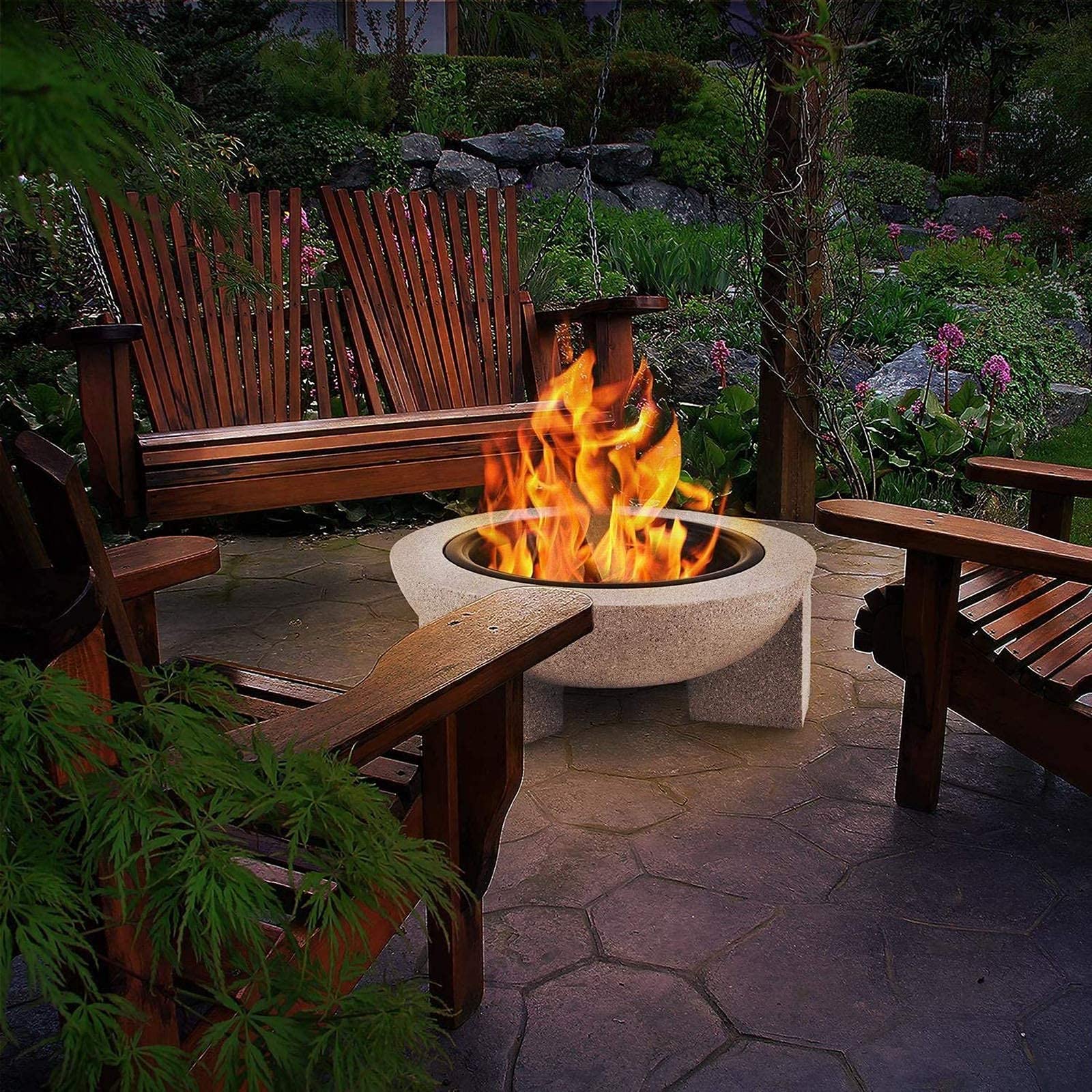 Brasero De Jardin Relaxdays Ø58,5 Cm – Bouclier Thermique, Tisonnier Inclus – Feu De Camp Sécurisé & Élégant
