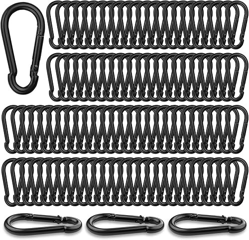 YEAZHEN Spring Snap Hook Carabiner, Small Carabiner Clip, Heavy Duty Galvanized Steel Spring Clip, Quick Link Key Chain for Camping Hiking Traveling