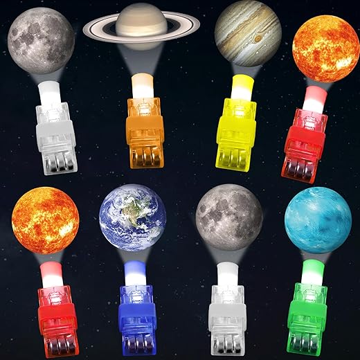 CHUNNIN 36 PCS Space Party Favors Outer Space Birthday LED Light Up Finger Lights, Glow in the Dark Galaxy Planet Finger Light Bulk for Goodie Treat Bags Stuffers Solar System Birthday Party Supplies