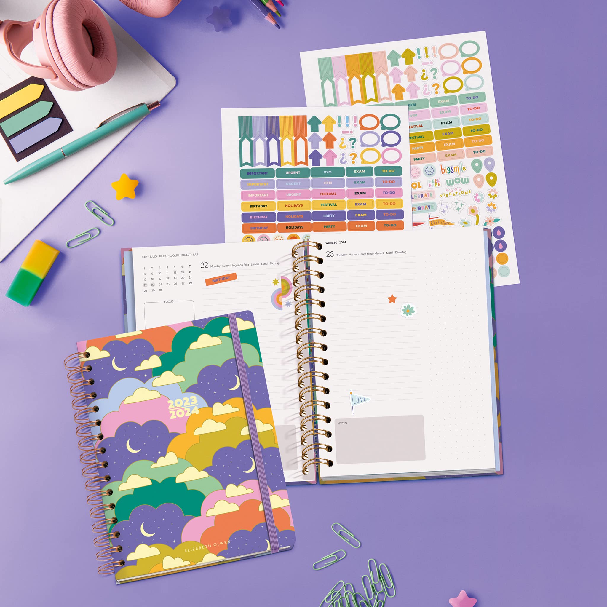 Miquelrius, Course Agenda 23-24, from September 2023 to August 2024, 12 Months, Size 15.5 x 21.3 cm, Day Page, Cloud - Image 4