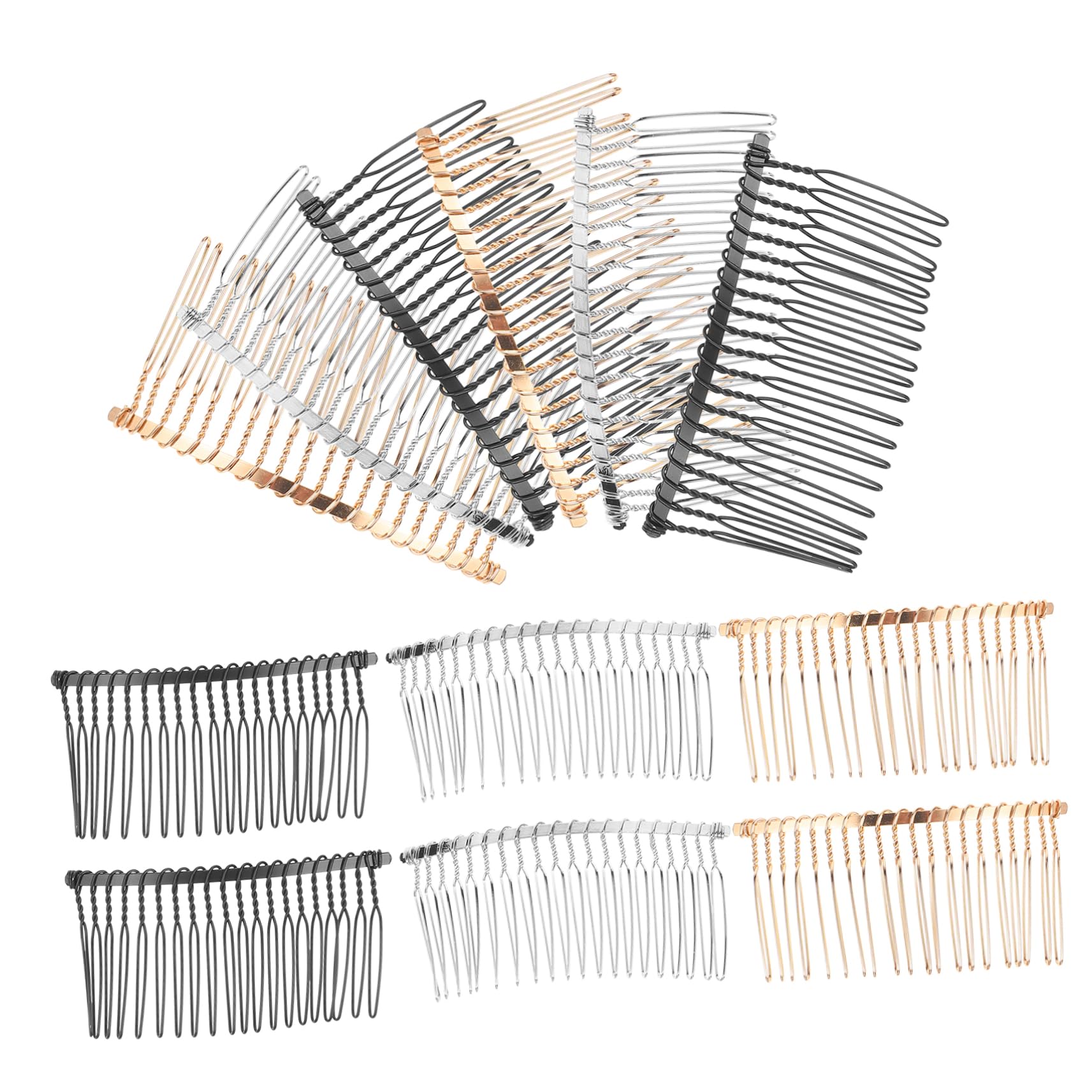 IWOWHERO 12pcs Teeth Metal Wire Hair Combs Elegant Slide Hair Clips for Women Bridal Accessories for Weddings Parties and Special Occasions Golden White Black