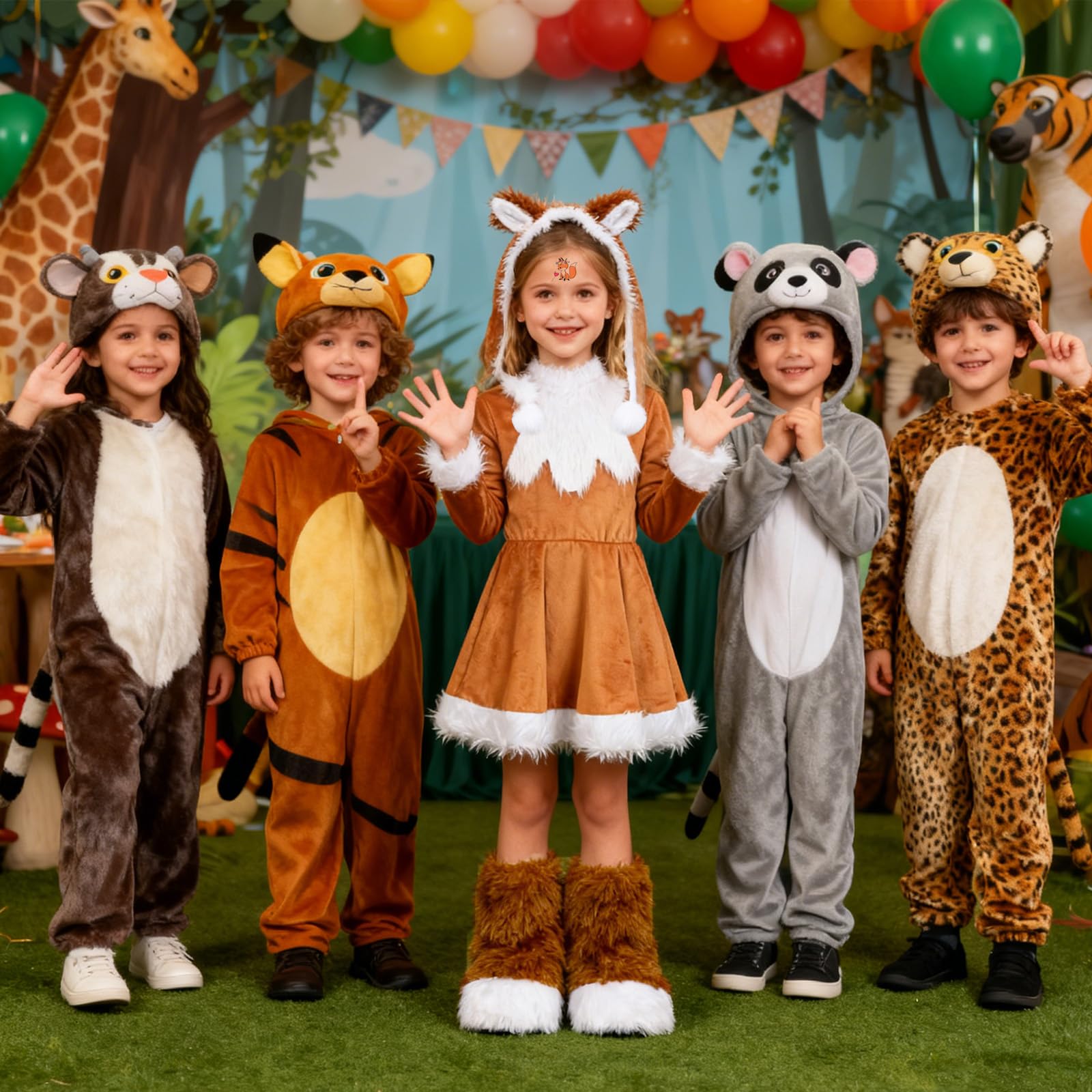 Disfraz de zorro para niños, disfraz de zorro, incluye sombrero, funda para zapatos, máscara de cara, disfraz de zorro para disfraz de carnaval para niños y niñas, disfraz de niño de los