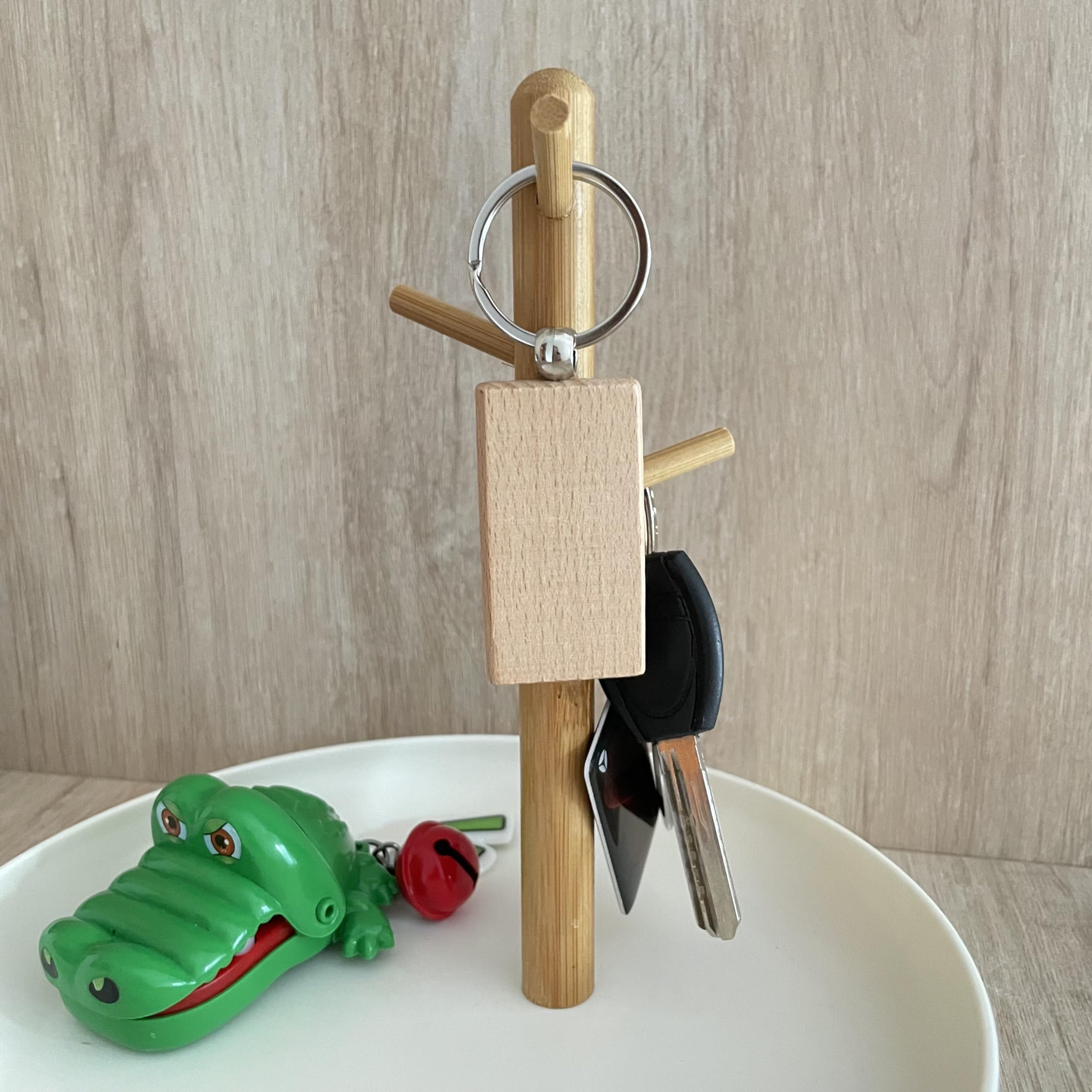 30 Portachiavi In Legno Grezzo Rettangolari 6,5x2,8 Cm – Fai Da Te, Incisione, Pittura, Etichette Regalo