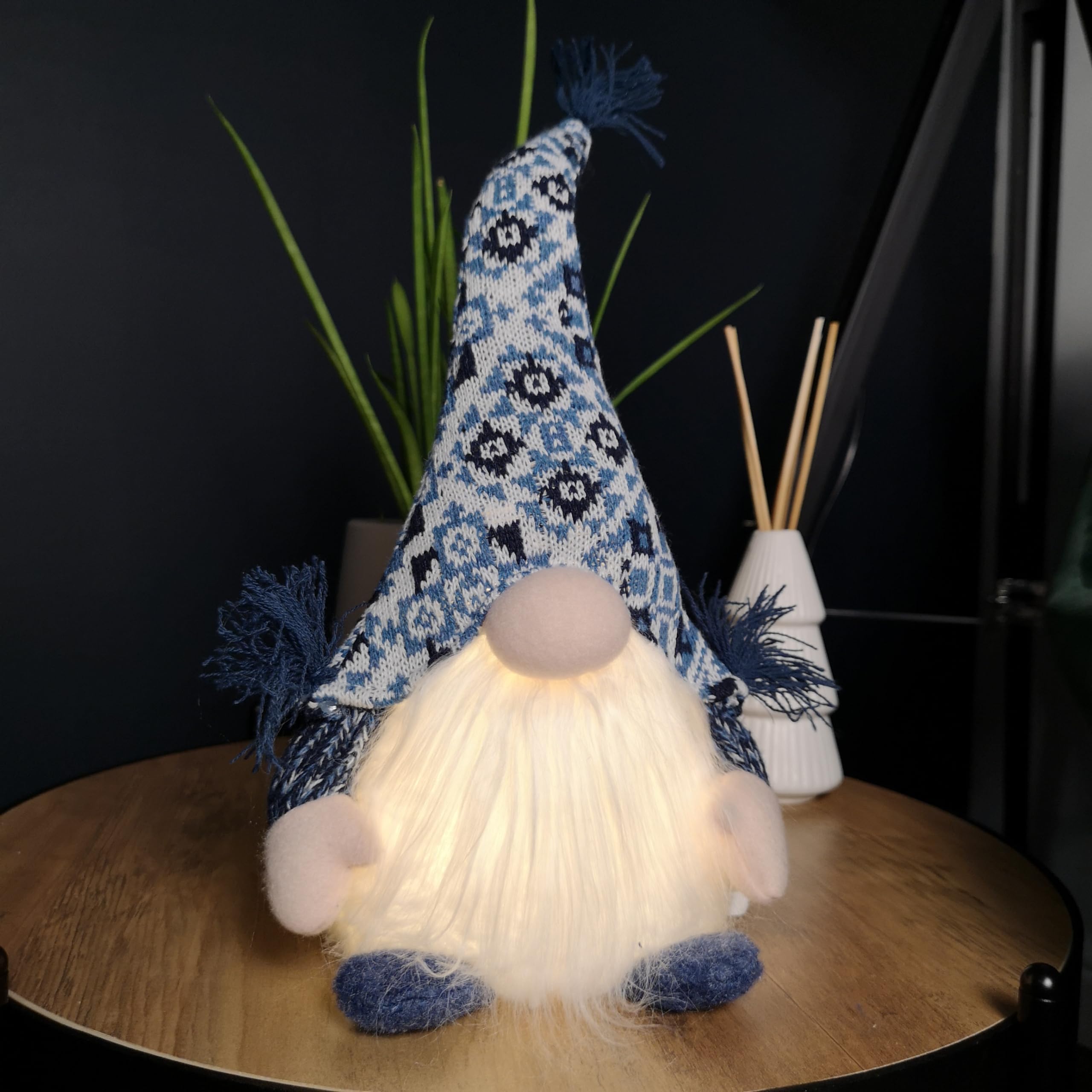 Samuel ALEXANDER 35cm Battery Operated Light up Sitting Christmas Gonk in Light Blue