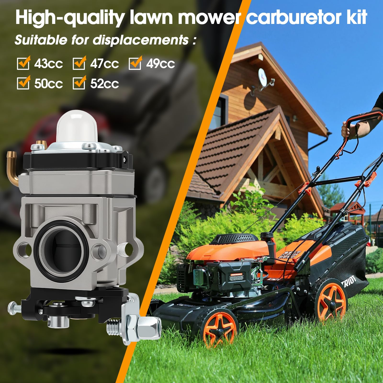 E-RFSEY Carburador para desbrozadora de 52 cc 49 cc 43 cc kit de carburador con junta, manguera, bujía y filtro de gasolina - 5