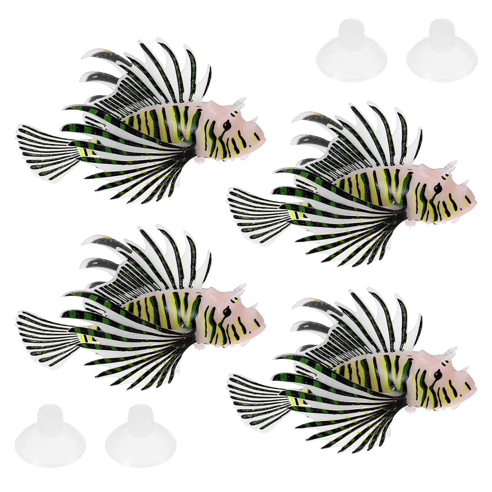 M METERXITY 4-Pack Artificial Glowing Lion Fish 4.53"x2.95", Black