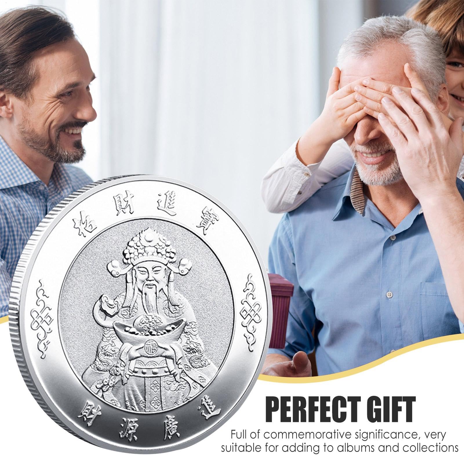 Moneda China De La Fortuna Del Dios De La Riqueza – Símbolo De Buena Suerte, De 40 Mm Y Hierro Galvanizado, Ideal Como Talismán