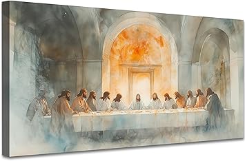 Hzddty The Last Supper Wall Art, Last Supper Picture for Dining Room, Canvas Print, Dining Room Pictures Wall Decor, 60L x 30W