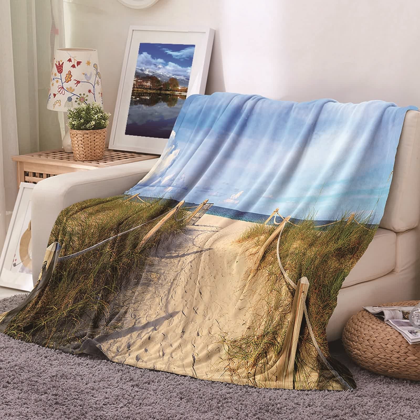 Couverture douce et confortable KnSam en flannel vert pour canapé et chambre