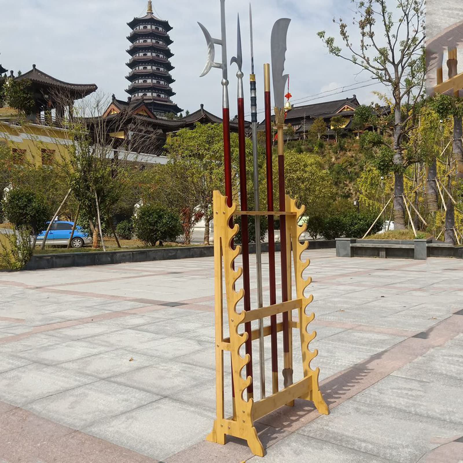 Schwertständer Stehend Holz - Samurai Schwerter Rack | Integriertes Senkrecht Schwert Schwerthalter Mit 5 Löchern Und 10-stufiger, Schwerthalter Vertikal Display Verwendet Katana Ständer