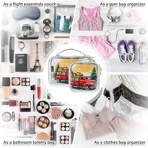 Miniatura 7 de Christmas Red Truck Clear Toiletry Bag for Traveling,2 Pack Makeup Cosmetic Bag with Zipper,Travel Bag for Toiletries,Travel Essentials 21214549