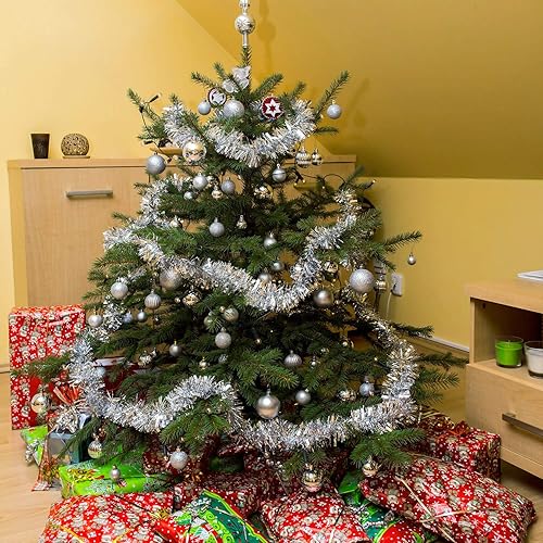 Miniatura 111 de Shappy Guirnalda de oropel negra de 90 pies, 6 rollos para decoración de Halloween, Navidad, guirnalda metálica con purpurina para bodas, fiestas