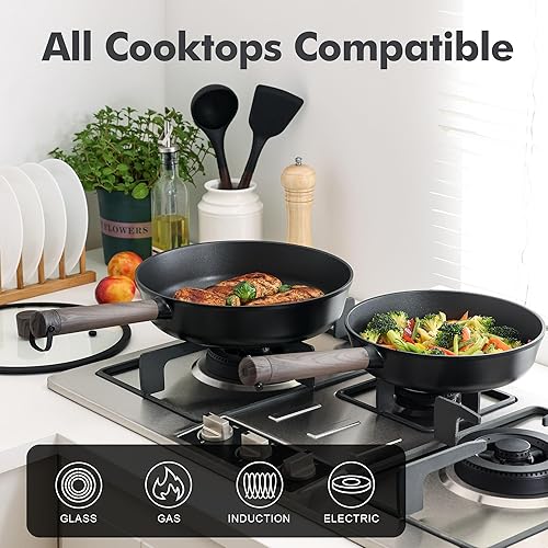 Miniatura 6 de SENSARTE Juego de ollas y sartenes antiadherentes, juego de cocina antiadherente, apto para lavavajillas y horno, compatible con inducción, libre de