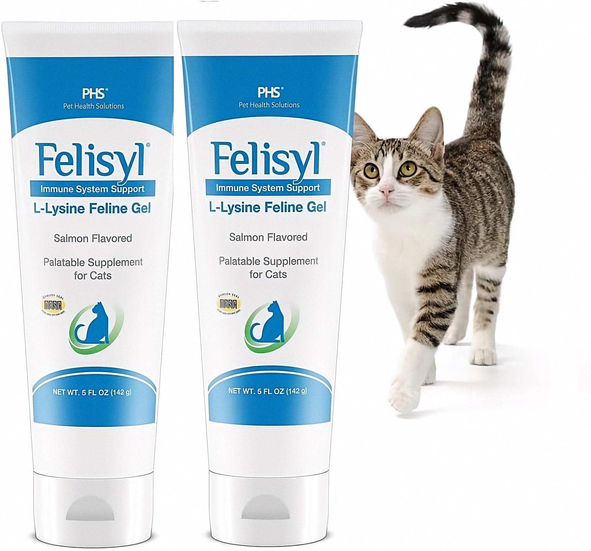 Felisyl Gel de L-Lisina para gatos e filhotes, sabor salmão, 142 g, pacote com 2