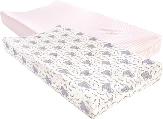 Touched by Nature Unisex Baby Organic Cotton Changing Pad Cover, Girl Elephant, One Size