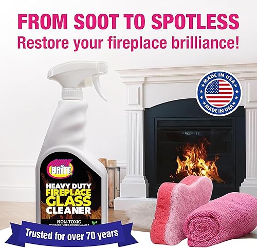 Miniatura 8 de Quick N Brite Fireplace Glass Cleaner Kit with Cloth and Sponge, Removes Soot, Smoke, Creosote, and more, 16 oz, 1-Pack