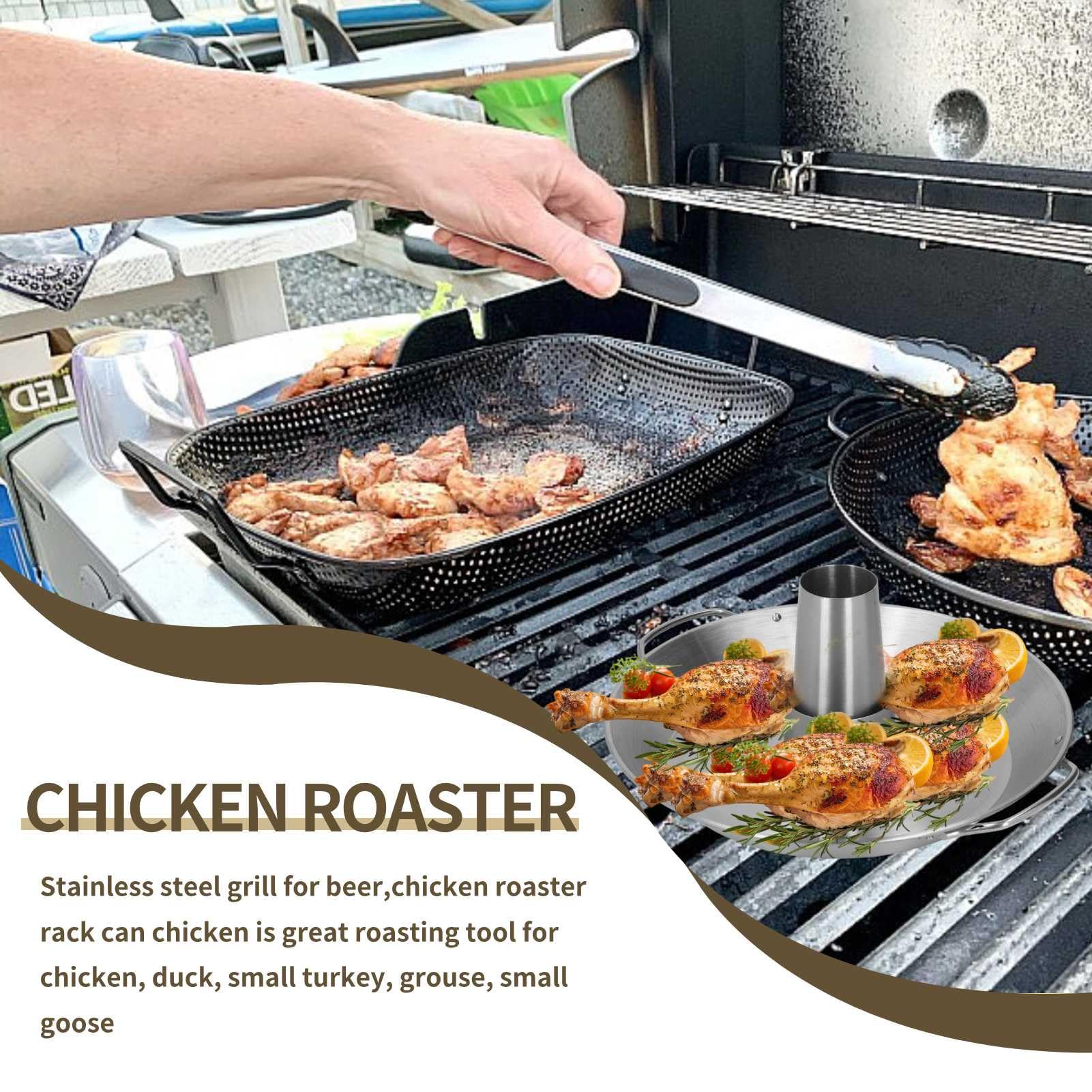 Support de Barbecue de Poulet, Support De Poulet De Canette De Bière, Rôtissoire De Poulets Droite En Acier Inoxydable De 9,4 Pouces Bbq Canette De Bière Poulets Rôtissoire Bbq