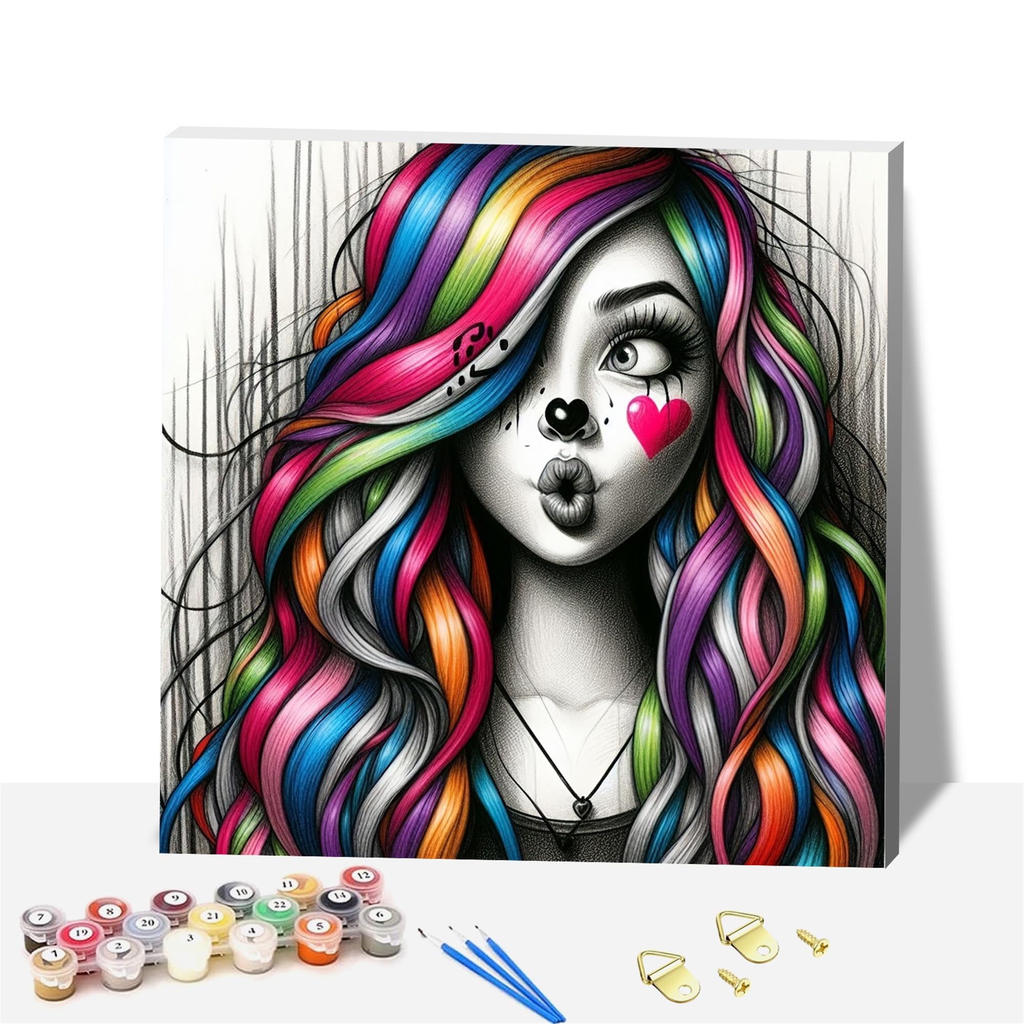 Paint by Number Kits,Wooden Framed Painting Kits on Canvas,Color by Numbers Adult Acrylic Watercolor Gifts for Friends Wall Decor (Girl)