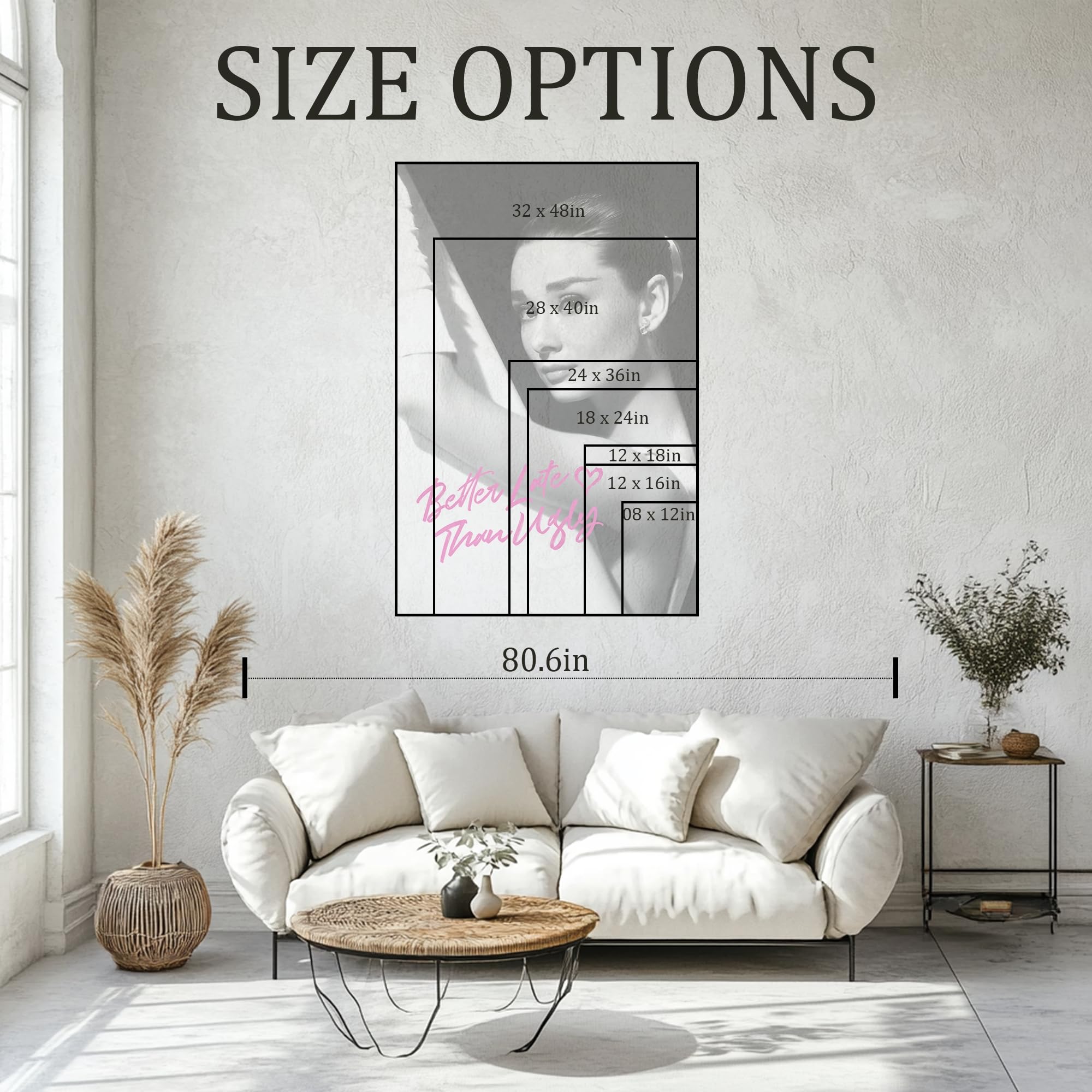 KARE DESIGN Audrey Hepburn Diva 172×100 Amazon.com: CXVU Better Late Than Ugly Audrey Hepburn Wall Art