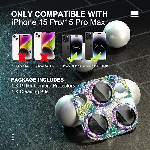 Miniatura 2 de Choiche Compatible con iPhone 15 ProiPhone 15 Pro Max, protector de lente de cámara brillante con protector de pantalla de lente de vidrio templado