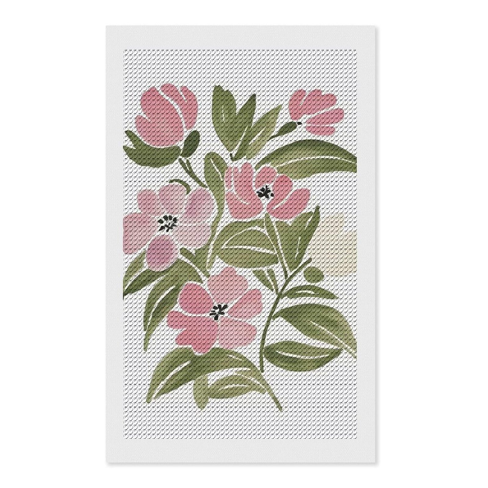 Junmoney Watercolor Floral Bouquet Round Drill Diamond Painting 12"x20", Satisfying Creative Project, Complete Accessories, Printed Canvas
