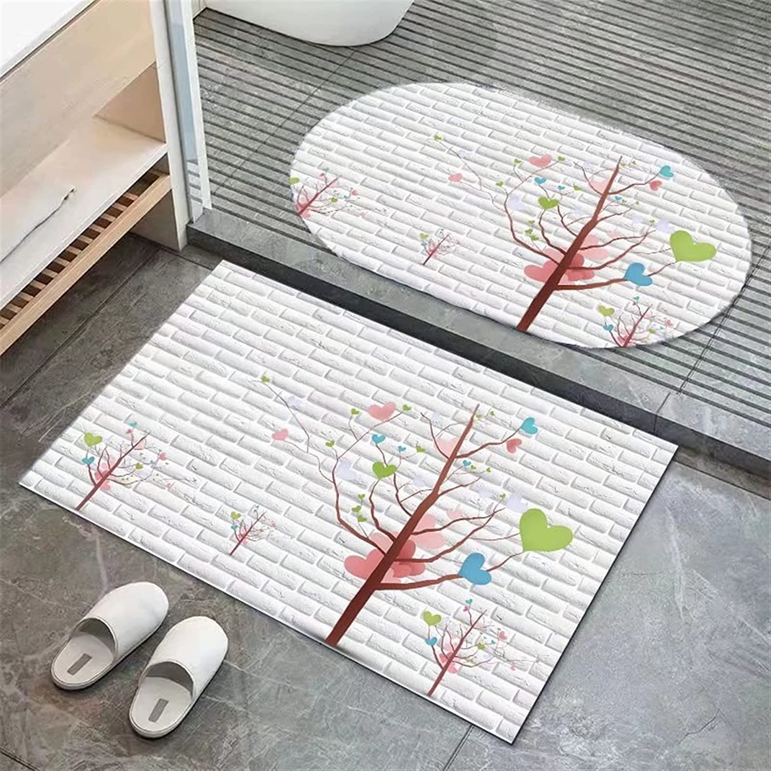 Tappetini da Bagno, Confezione da 2, tappetini Super assorbenti per Bagno, Antiscivolo, tappetini da Bagno e Doccia in Farina fossile, Morbidi ad Asciugatura Rapida, Adatti sotto la Porta per la Doc