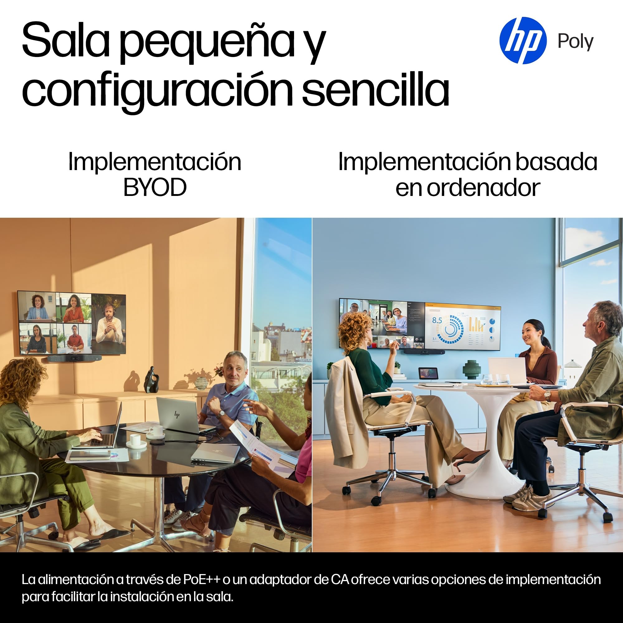 Poly Studio V12 Barra de vídeo USB para Salas pequeñas, 4K 20MP, visión 120º, reducción de Ruido, para Zoom, Teams