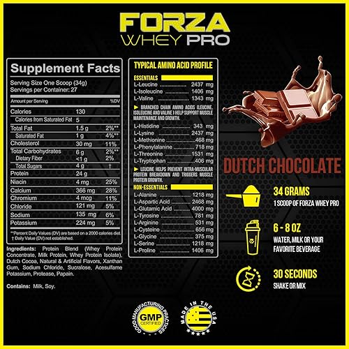 Miniatura 2 de Forzagen Proteína de suero en polvo baja en carbohidratos con sabor a chocolate, proteína magra en polvo de 2 libras para hombres y mujeres, 0.85 oz