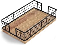 Vista 8 de Servilletero para mesa, dispensador de servilletas de pie de hierro de madera para mesa de comedor, granja, cóctel, picnic, soportes de madera