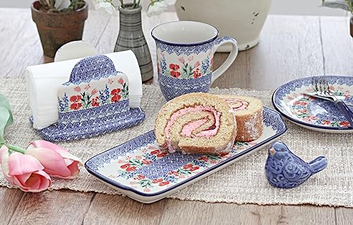 Miniatura 3 de Bandeja de pan de cerámica polaca azul rosa azul Posy