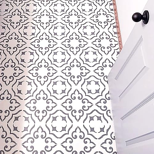 Vista 5 de STENCILIT® Malaga Tile Stencil for Floors - 2-Pack for a 12" x 12" Tile Stencil - Concrete Stencils for Patio - Tile Stencils for Painting Floors