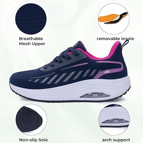 Miniatura 8 de ephiza Tenis ortopédicos para caminar para mujer con soporte de arco para fascitis plantar, alivio del dolor de talón y pies, tenis