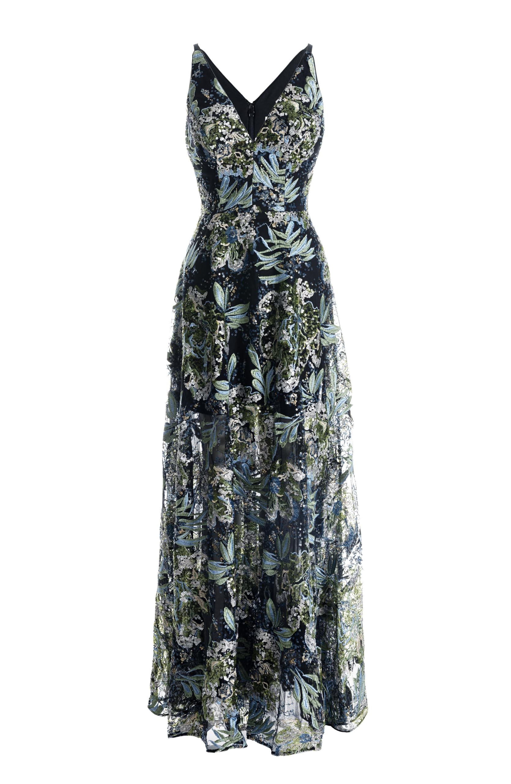 Dress The Population Women's Ariyah Fit and Flare Maxi Dress: X-Large Black Multi