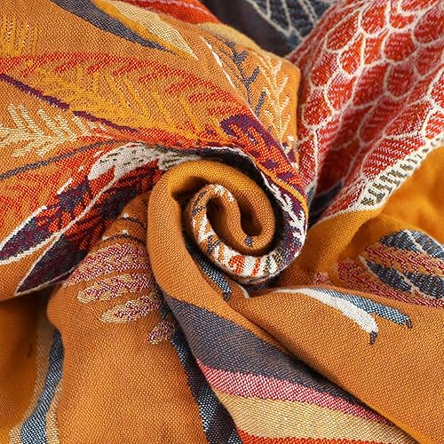 Miniatura 4 de SANACYNA Manta de muselina 100% algodón de 6 capas de gasa gris cuadriculada, ligera, suave y transpirable, para sofá y cama, ambos lados (B-pájaro