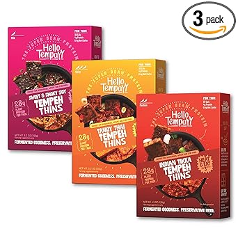 Ready to Cook Tempeh-All Thins Tempeh (Pack of 3)- 28g Clean Protein| High Fiber | More Protein & Fiber than Tofu & Cottage Cheese| Gut-Friendly | Gluten Free | Dairy Free | Vegan | Non GMO