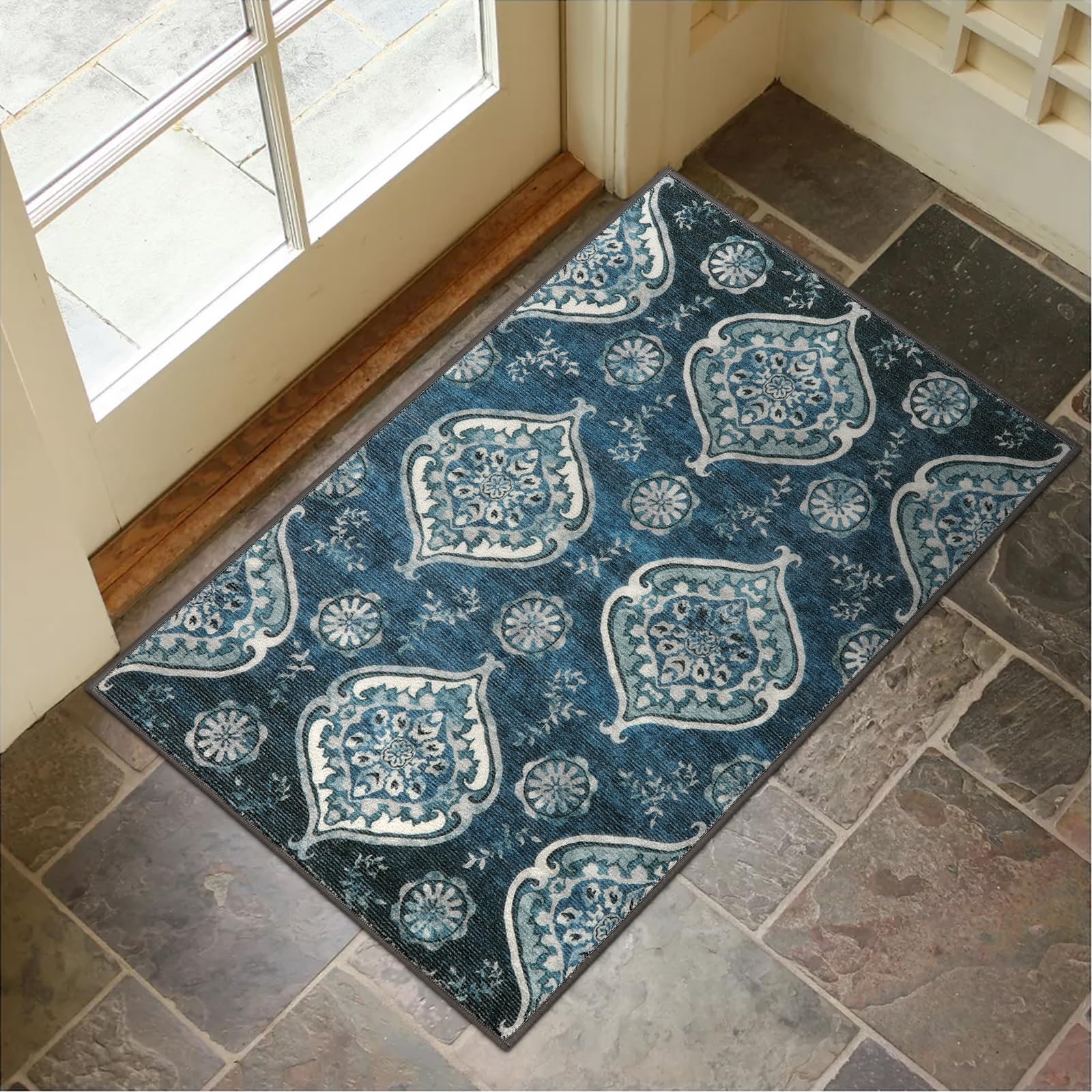 Collive Washable Indoor Doormat, Non Slip Retro Floor Mat 24